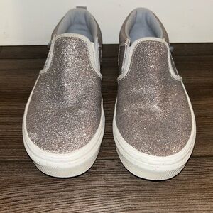 Vans Kids Asher Glitter Slip-On Sneakers - Silver